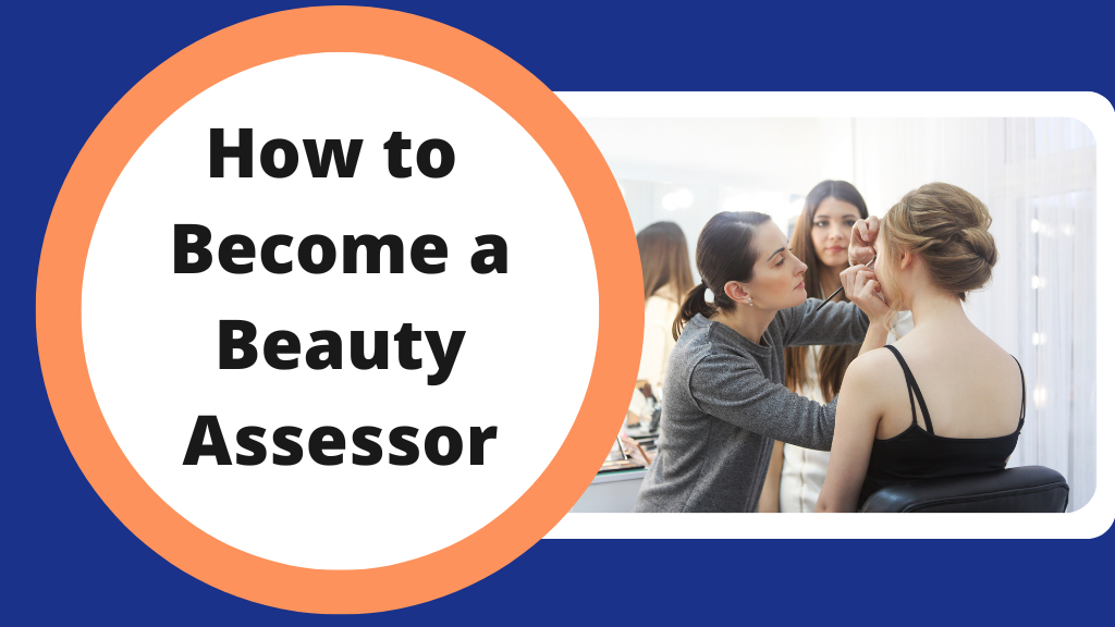 Image: A Beauty student applying make-up to a model while her assessor watches on. Text: How to become a Beauty Assessor